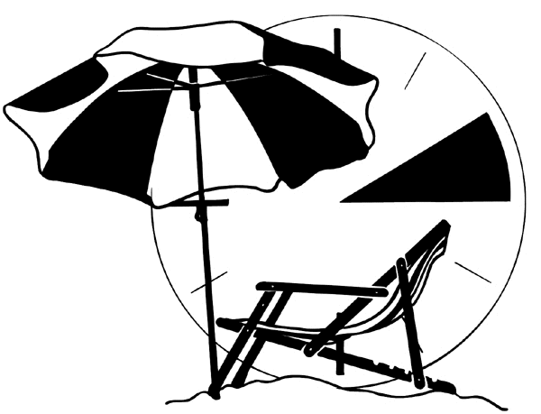 Beach chair and umbrella vinyl sticker. Customize on line. Vacations Trips Attractions 051-0180